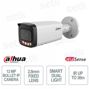 Telecamera Dahua IPC-HFW21249T-AS-IL-S2 12MP 2.8mm con AI e Smart Dual Light