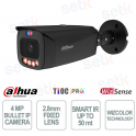 Caméra IP Bullet Dahua WizSense 4MP 2,8 mm noire avec IA et vision nocturne couleur