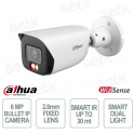Caméra IP Bullet Dahua 6MP blanche 2,8 mm avec IA et double éclairage intelligent