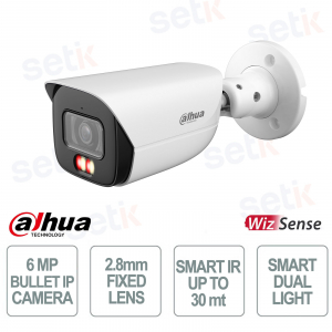 Dahua 6MP Bullet IP Camera White 2.8mm with AI and Smart Dual Light