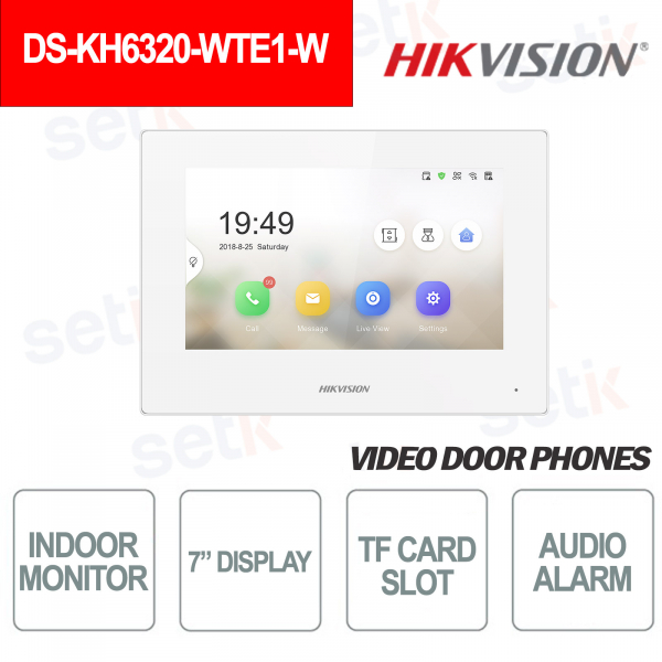 Hikvision Indoor WIFI Station 7-Inch Display + MicroSD TF Card Slot and Snapshot - White