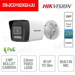 Hikvision 2MP 2.8mm AI camera with Audio and Smart Hybrid Light IP67