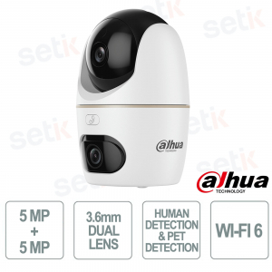 Caméra Dahua IPC-HPT1539DD-STW-5E2 5MP à double objectif AI avec objectif 3,6 mm