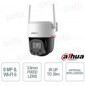 Caméra Wi-Fi Dahua 8MP 4K PT avec objectif 3,6 mm, IA, vue à 360° et alarme intégrée