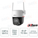 Telecamera Wi-Fi Pan Tilt 5MP con Ottica 3.6 mm, Rilevamento AI e Visione 360° per Esterni - Dahua
