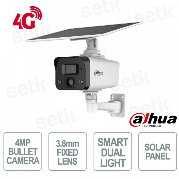 Telecamera Dahua IPC-HFW2441DG-4G-SP-B-MAX 4MP Ottica 3.6mm con 4G e Solare