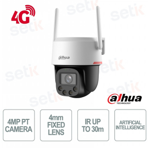 Caméra panoramique et inclinable Dahua 4MP 4G avec objectif 4 mm, IA et vue à 360°