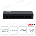 Commutateur Gigabit 8 ports Dahua PFS3008-8GT-V2 : réseau rapide, fiable et plug & play