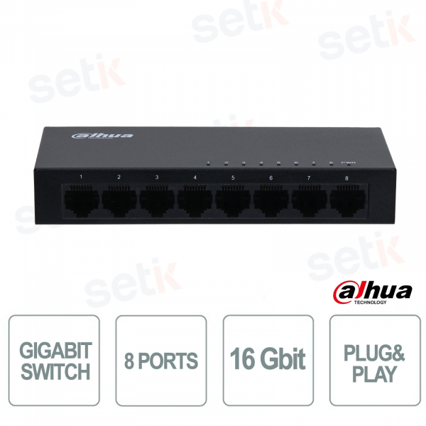 Switch Gigabit 8 Porte Dahua PFS3008-8GT-V2: rete veloce, affidabile e plug & play