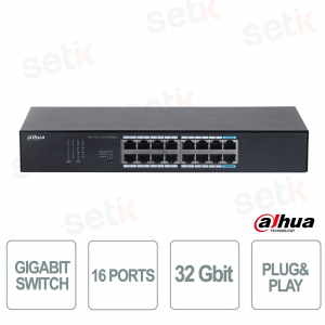 Commutateur Gigabit 16 ports Dahua S3016-16GT : mise en réseau rapide et fiable