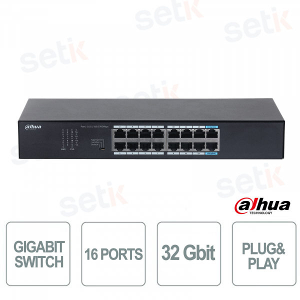 Commutateur Gigabit 16 ports Dahua S3016-16GT : mise en réseau rapide et fiable