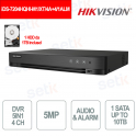 Hikvision AcuSense 5MP H.265 Pro+ 4-Channel DVR with AI and Audio + 1TB HDD Included