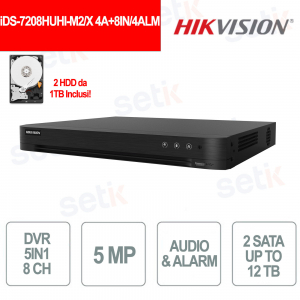 AcuSense 8-Channel DVR with AI, 5MP, H.265 Pro+, Vehicle/Human Detection and Remote Access, Alarm - Hikvision