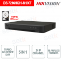 iDS-7216HQHI-M1/XT - Turbo Acusense DVR ONVIF® - 5in1 - 16 canali analogici e 24 canali IP 6MP - Include HDD da 1TB - Hikvision