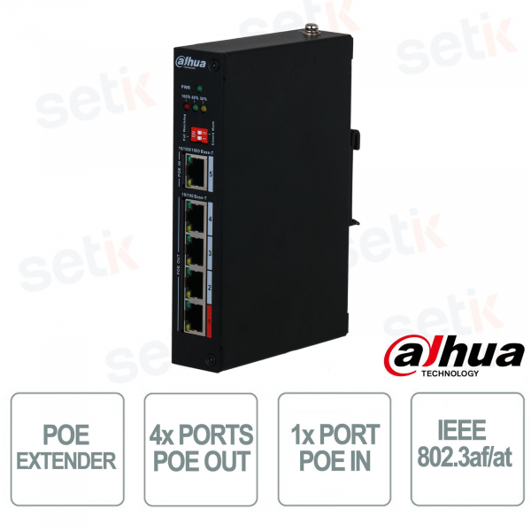 PFT1500 – 5-Port 90W PoE Extender for Video Surveillance and Professional Networks - Dahua