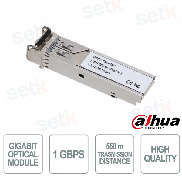 Module optique Dahua GSFP-850-MMF : transmission Gigabit fiable jusqu'à 550 m pour les réseaux industriels et de sécurité