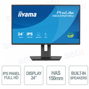 iiyama ProLite XB2492HSU-B1 Monitor – 24” Full HD IPS with Ergonomic Stand and Eco-Friendly Design