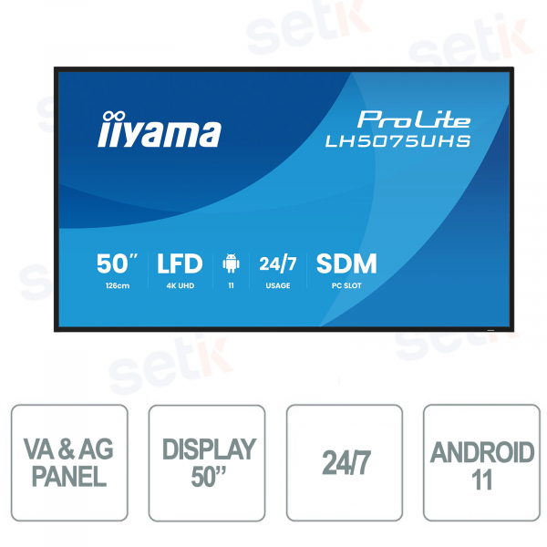 Iiyama ProLite LH5075UHS-B2AG 50” 4K Android – 24/7 Professional Display for Digital Signage