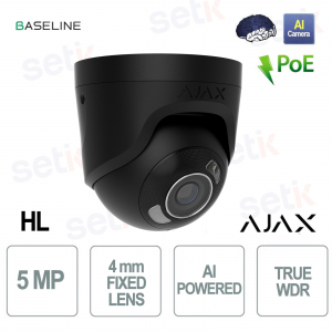 Ajax TurretCam HL 5MP 4mm Noir : Caméra IP avec IA et vision nocturne