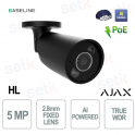 Ajax BulletCam HL 5MP 2,8 mm Noir avec IA – Caméra IP de sécurité intelligente avec TrueWDR