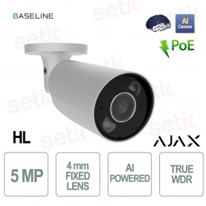 Ajax BulletCam HL 5MP 4mm White with AI – Smart Security IP Camera with TrueWDR