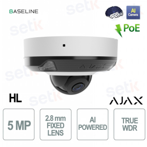 Ajax DomeCam Mini HL 5MP 2.8mm White with AI – Smart IP Camera