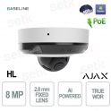 Ajax DomeCam Mini HL 8MP 2.8mm Bianca con AI – Telecamera IP Smart