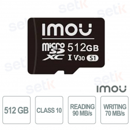 Scheda microSD ST2-512-S1 512GB – Alta Velocità U3 V30, 90MB/s, Resistente e Affidabile per Video e Dati - Imou