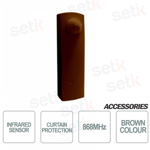 Sensor de radio infrarrojos - Protección de cortina de 868MHz - Alcance de 1 a 5 metros - Color marrón - AMC