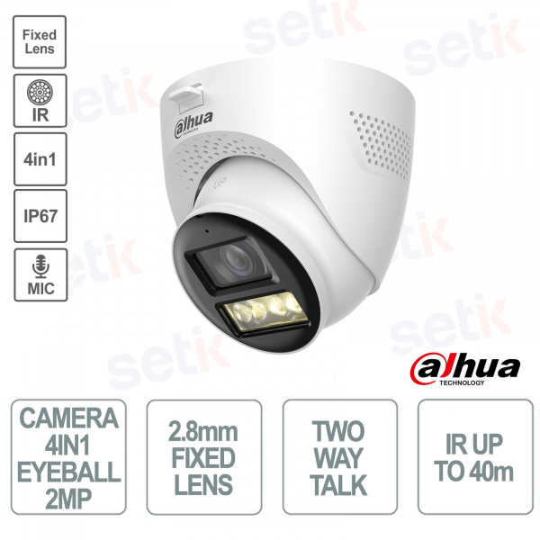 HAC-HDW1200TQ-IL-T: Telecamera 2MP Smart Dual Light Full HD con Audio Bidirezionale - Dahua