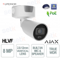 Ajax Superior BulletCam HLVF 8MP Bianca: Sicurezza AI con Ottica Motorizzata e WDR