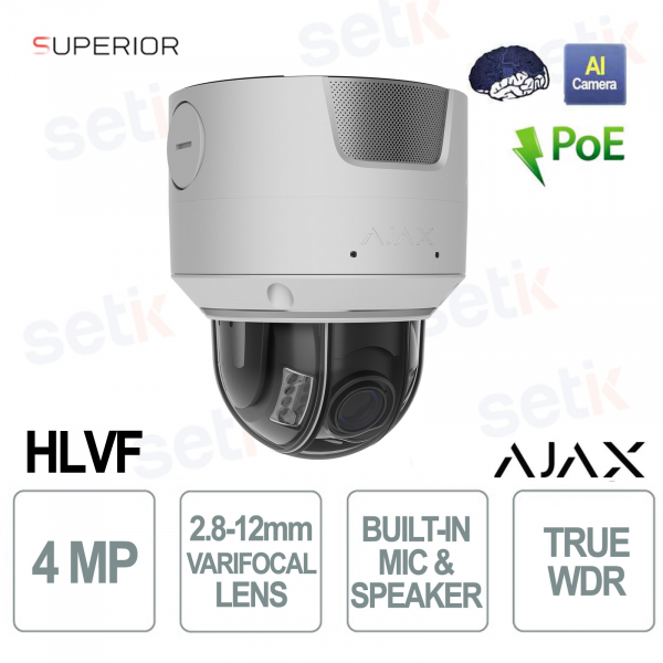 Ajax Superior DomeCam HLVF 4MP Ajax HLVF Bianca – Sicurezza AI con IR e P-Iris