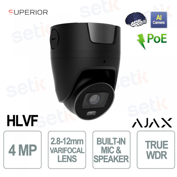 Ajax Superior TurretCam HLVF 4 MP – Sicurezza AI con Ottica Motorizzata - Nera