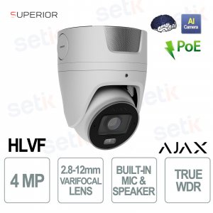 Caméra de tourelle Ajax Superior HLVF 4 MP – Sécurité IA avec optique motorisée – Blanche