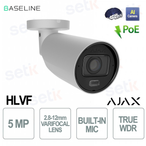 Ajax BulletCam 5MP White with AI, 60m Night Vision, and Motorized Varifocal Lens