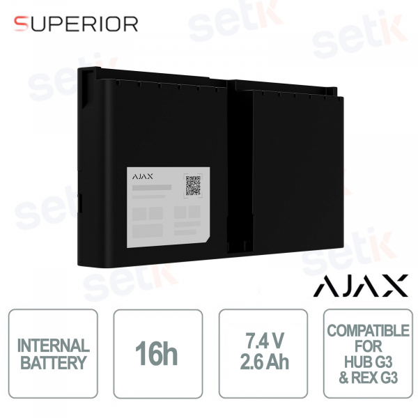 Ajax Superior Internal Battery (16h) Black: Certified Battery for G3 Hub