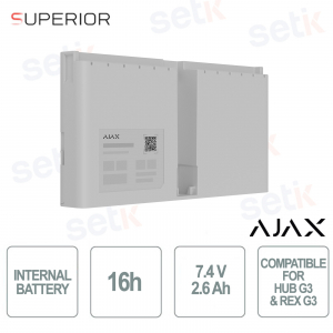 Ajax Superior Internal Battery (16h) White: Certified Battery for G3 Hub