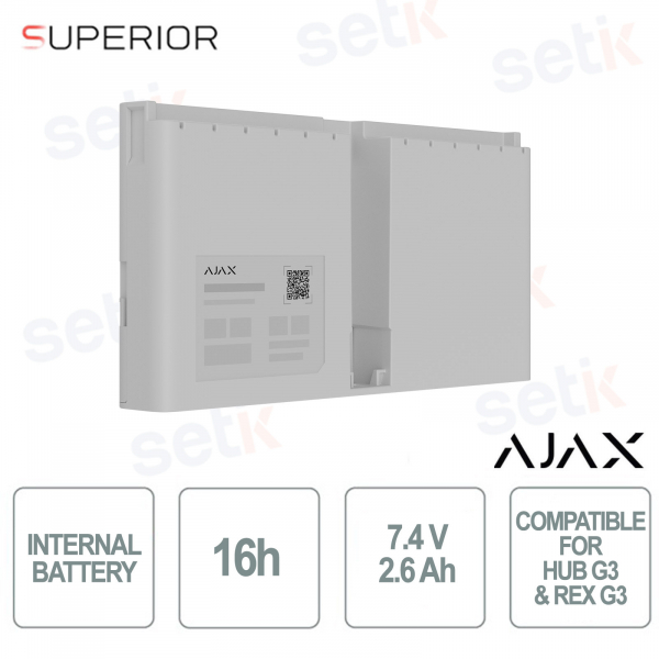 Ajax Superior Internal Battery (16h) White: Certified Battery for G3 Hub
