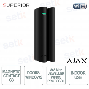 Ajax Superior DoorProtect G3 Jeweller Nero – Sensore di Apertura Wireless con Tecnologia Jeweller e Protezione Antisabotaggio