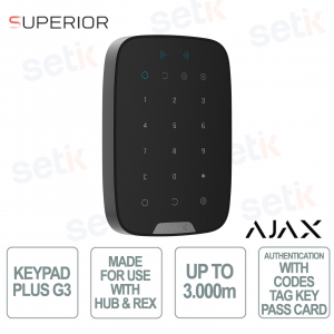 Clavier sans fil avec accès DESFire - Ajax Superior KeyPad Plus G3 Noir Bijoutier