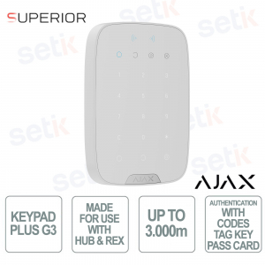 Wireless Keypad with DESFire Access - Ajax Superior KeyPad Plus G3 Jeweler White