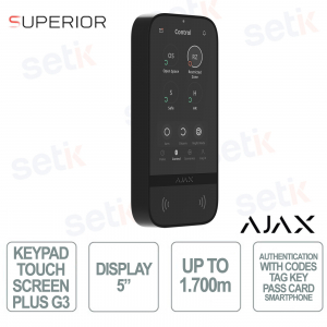 Tastiera Ajax G3 Jeweller: KeyPad TouchScreen Wireless con Autenticazione Smart e Funzioni di Sicurezza Evolute - Nera
