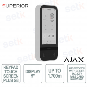 Ajax G3 Jeweler Keypad: Wireless Touchscreen Keypad with Smart Authentication and Advanced Security Features - White