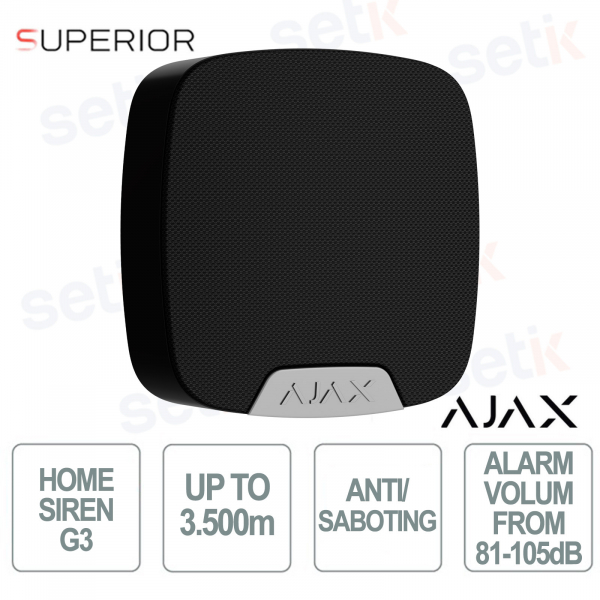 Ajax HomeSiren G3 Jeweller: Sirena Wireless Professionale ad Alta Sicurezza - Nero