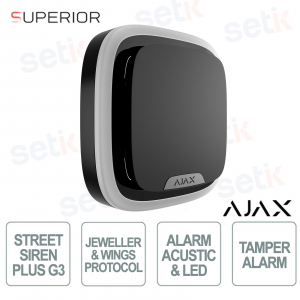 Sirena Ajax Superior StreetSiren Plus G3 Nera: Sicurezza Professionale Antisabotaggio per Interni ed Esterni