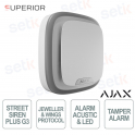 Sirène noire Ajax Superior StreetSiren Plus G3 : Système de sécurité anti-sabotage professionnel pour l’intérieur et l’extérieur