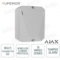 Ajax MultiTransmitter G3 Jeweler Blanc : Module professionnel pour l’intégration de 18 dispositifs de sécurité