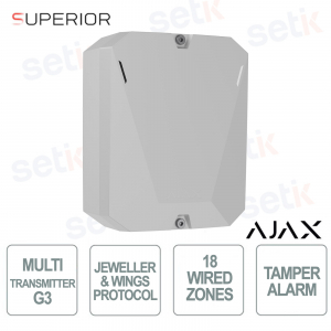 Ajax MultiTransmitter G3 Jeweler Blanc : Module professionnel pour l’intégration de 18 dispositifs de sécurité