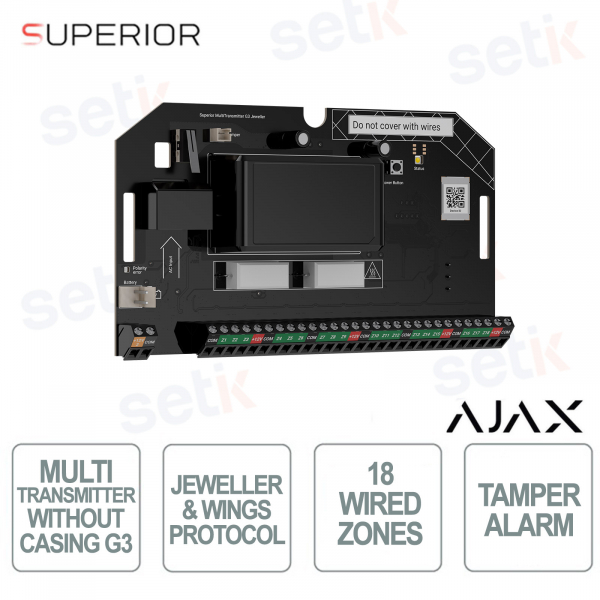 Ajax MultiTransmitter G3 Bijoutier sans boîtier : Module pour 18 appareils câblés