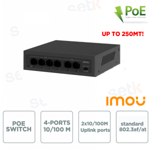 Switch PoE 6 Porte – 4 PoE + 2 Uplink 10/100M | SF106P-45 45W Plug & Play